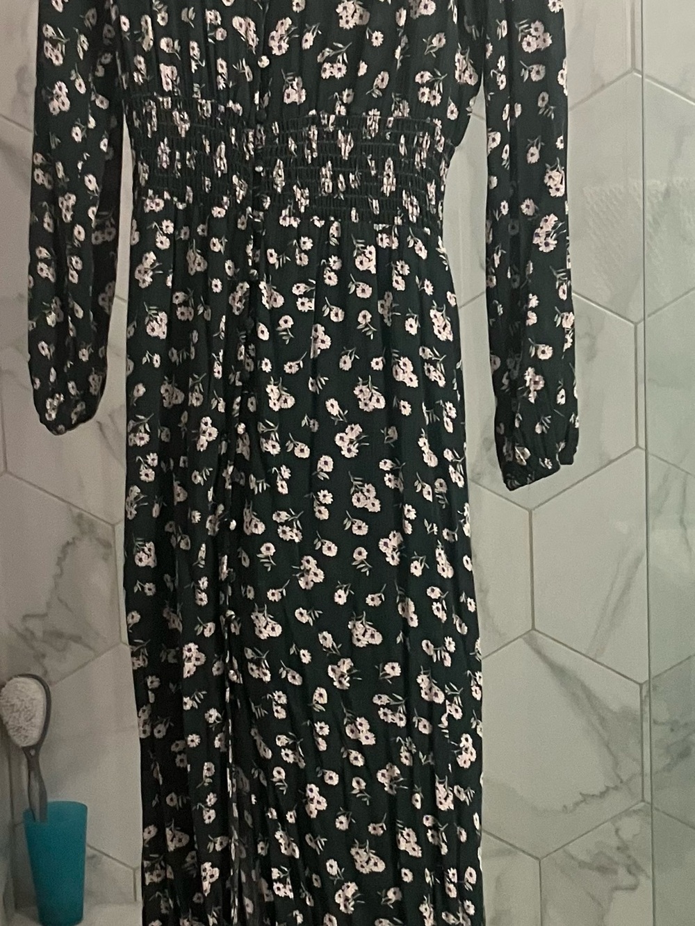 Baltic Born Dark Green Floral Long Sleeve Maxi Dress